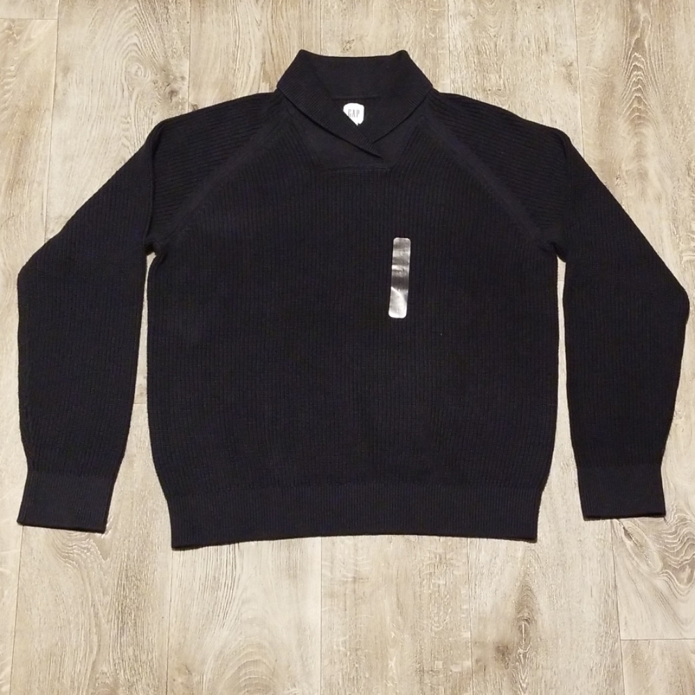 Gap ribbed pullover cardigan sweater, blue, black